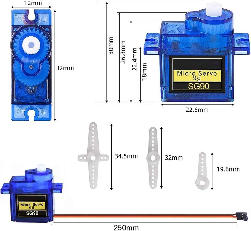 DaFuRui 10PCS SG90 Servo Motor， SG90 Mini 9g Micro Servo Motor Compatible for Arduino RC Robot Helicopter Airplane Boat Controls - Image 2